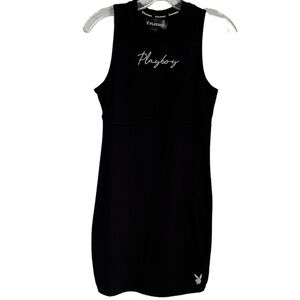 LITTLE BLACK PLAYBOY SLEEVELESS DRESS